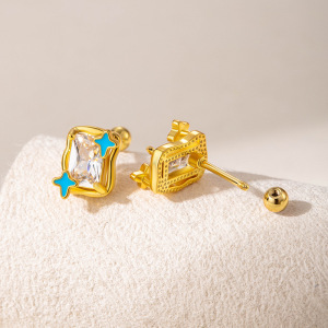 1 Boucle D'Oreille Piercing En Cuivre Et Zircon h5 Image5