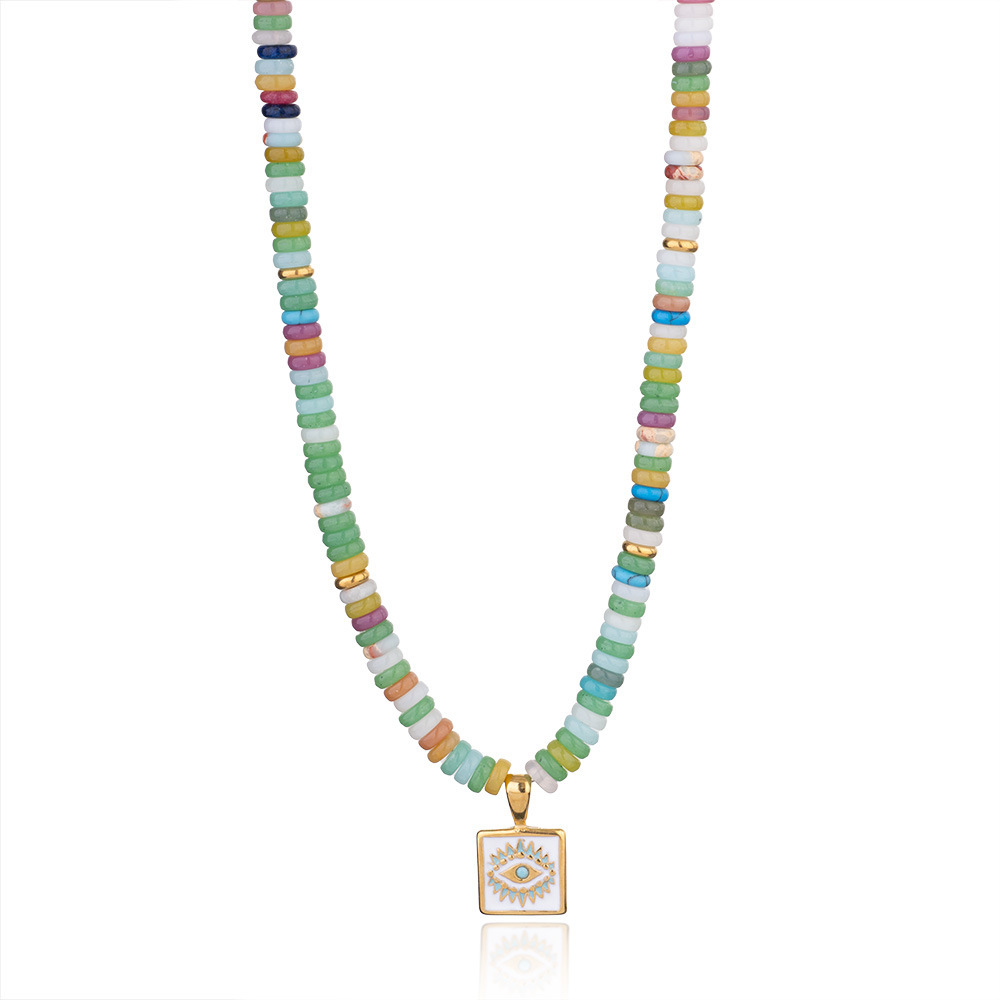 Collier De Perles Élégant Pour Femme, Collection Sophistiquée, En Acier Inoxydable, Couleur Or, Imperméable, Avec Cristal Vert (1 Pièce). Image7