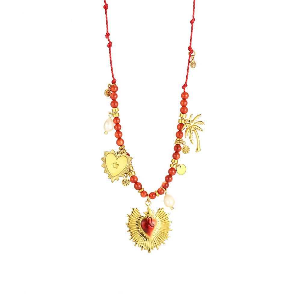 Collier Pendentif Femme En Acier Inoxydable, Couleur Or, Représentant Un Organisme Marin (1 Pièce) 