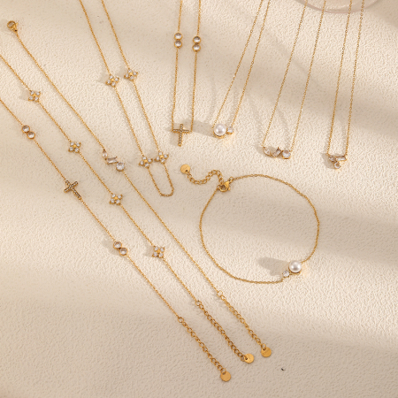 Colliers sophistiqués pour femmes, en acier inoxydable, couleur or, avec zircon et étanchéité 2