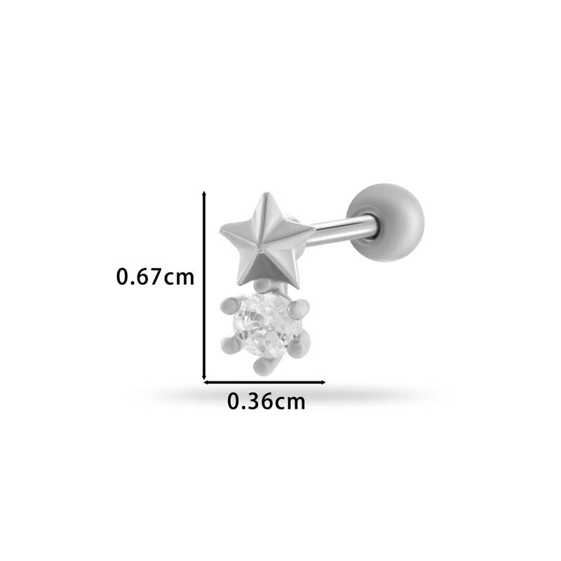 1 Boucle D'Oreille Piercing En Cuivre Et Zircon h5Image2
