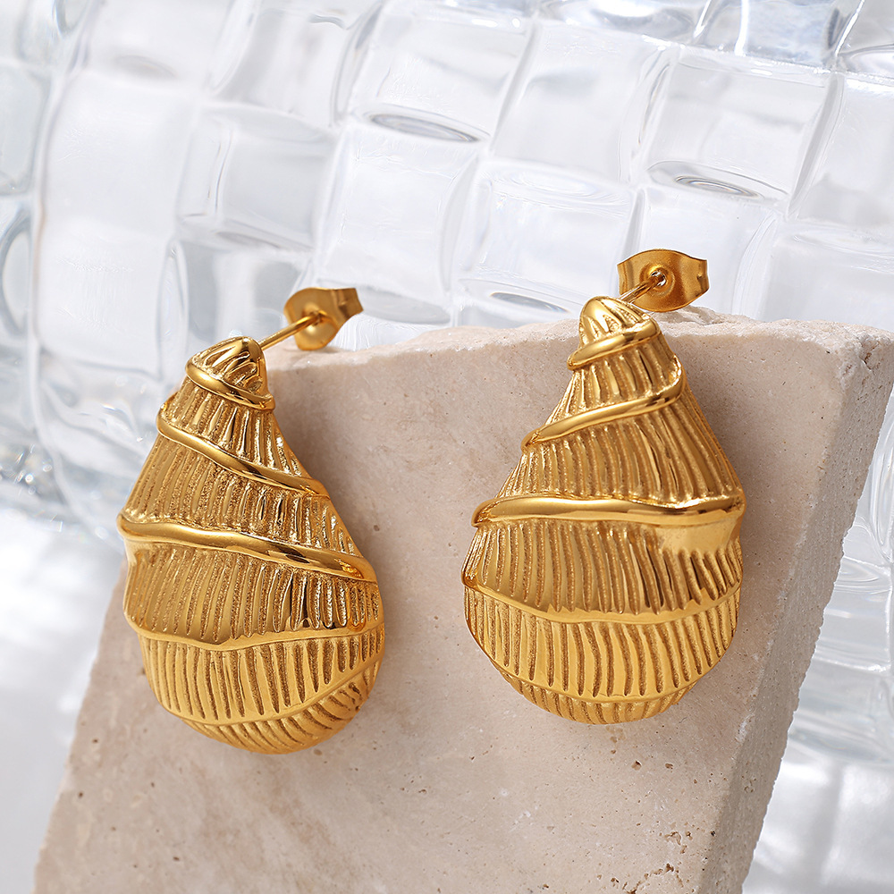 Boucles D'Oreilles Pendantes En Acier Inoxydable Couleur Or Image3