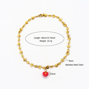 Collier Avec Pendentif En Pierre Naturelle En Acier Inoxydable Pour Femme, Motif Fruit D', 1 Pièce h5 