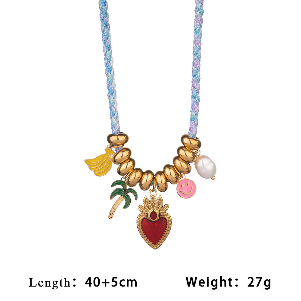 Colliers Pendentifs Pour Femmes, Motif Fruits Tropicaux, En Acier Inoxydable Étanche, Couleur Or Image2