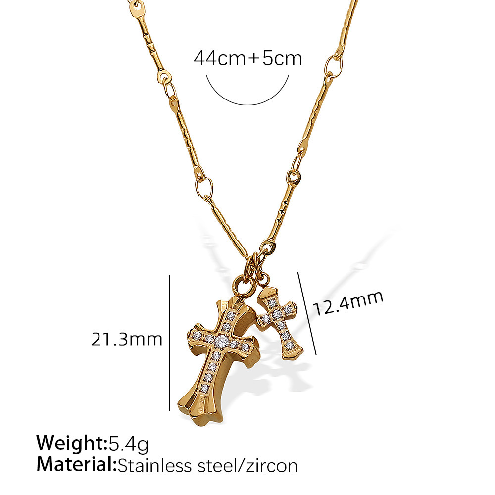 Colliers Avec Pendentif Croix En Acier Titane Couleur Or 