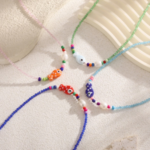Colliers À Pendentif En Pierre Naturelle Et Céramique, Motif Poisson Fantaisiste, Pour Femme h5 Image5