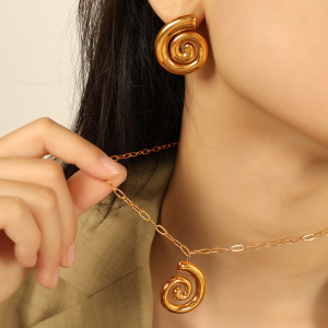 Ensemble De Boucles D'Oreilles Vortex En Acier Inoxydable Couleur Or h5 Image4