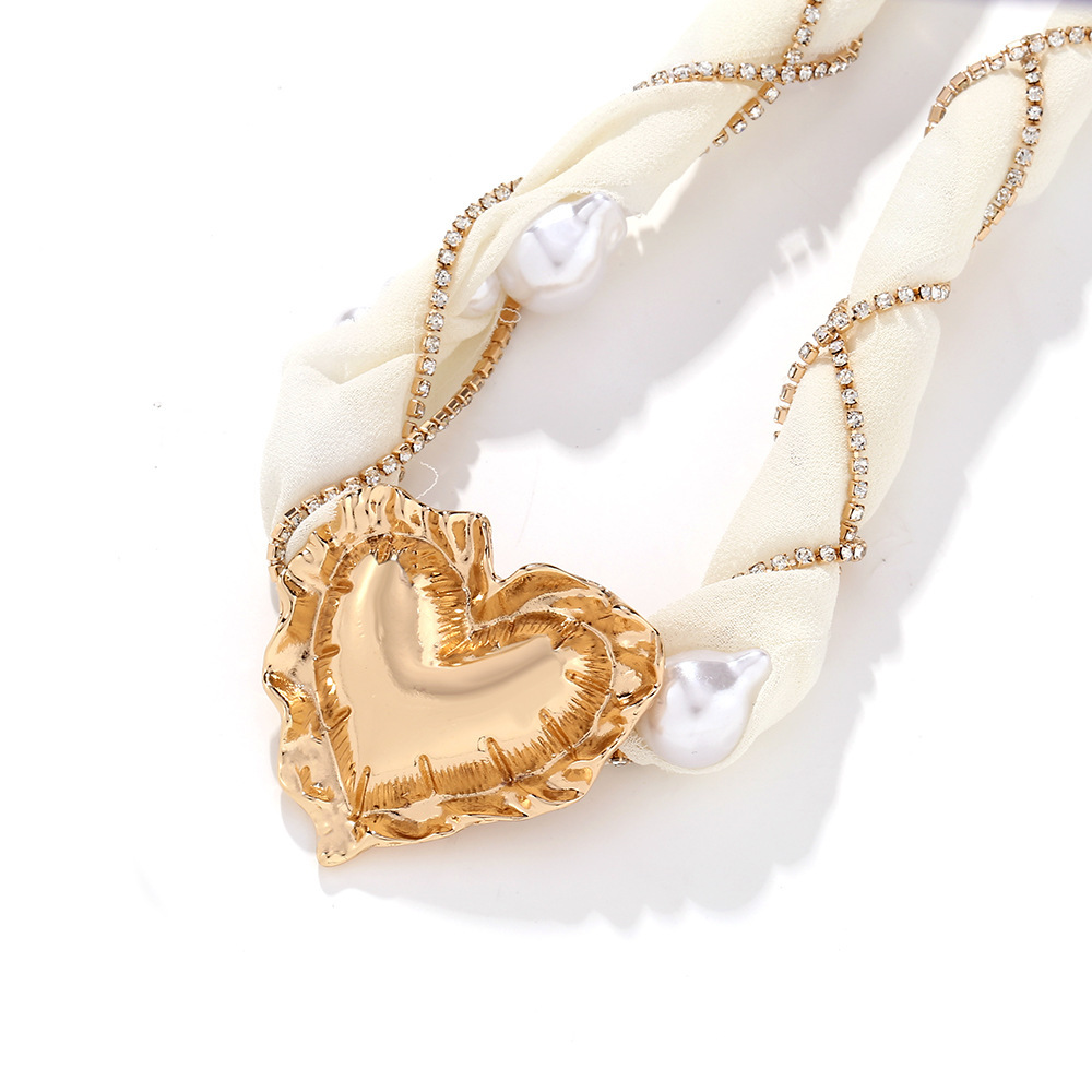 Colliers De Perles Pour Femmes, Série Simple, En Alliage, Cœur, Strass h5Image4