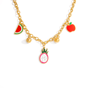 Colliers Avec Pendentif En Acier Inoxydable Doré, Couleur Or, Représentant De Jolis Fruits h5 