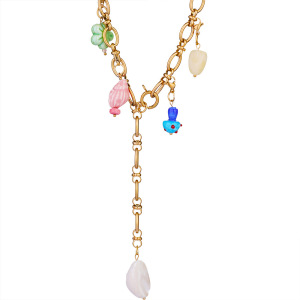 Colliers Pendentifs Pour Femmes En Acier Inoxydable, Couleur Or, Étanches, Avec Pierre Naturelle, Collection Oceanic h5 