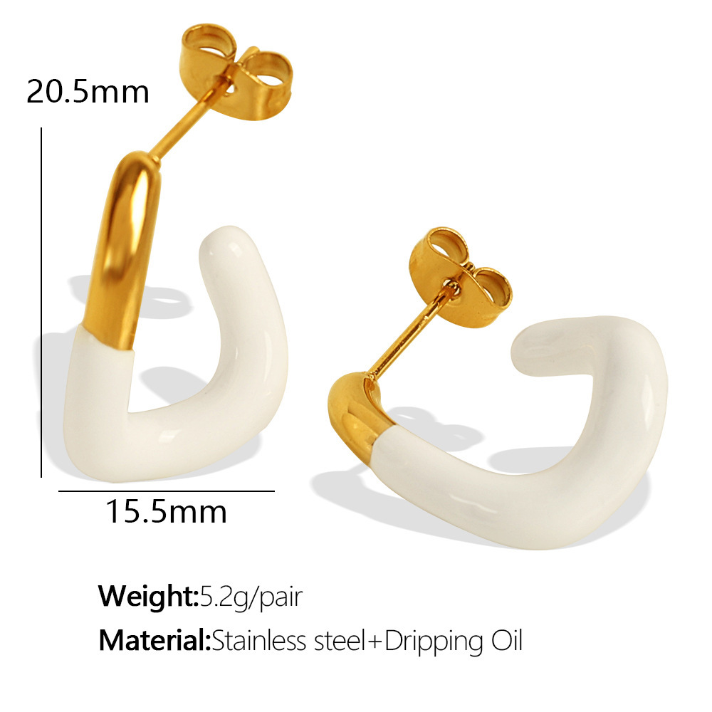 Boucles D'Oreilles Créoles Colorées En Acier Inoxydable Imperméable 