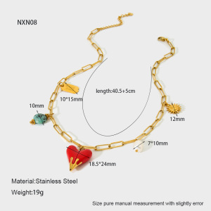 Colliers Pendentifs Rétro En Forme De Cœur, En Acier Inoxydable Étanche, Couleur Or, Pour Femmes h5 