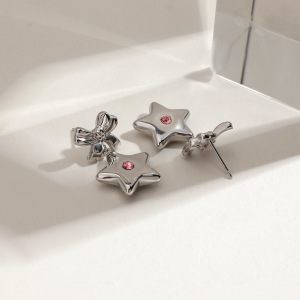 Boucles D'Oreilles Pendantes En Acier Inoxydable Imperméables, Style Tendance Et Élégant, En Forme D'Étoile h5 Image5