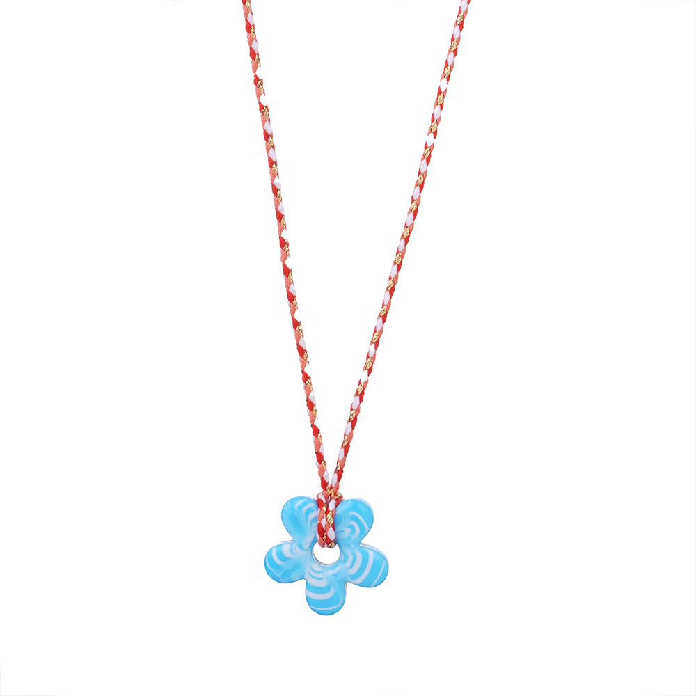 Collier Avec Pendentif En Verre Pour Femme, Série Romantique, Motif Fleur Douce, 1 Pièce Image7