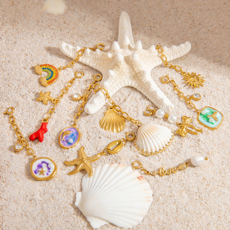 Pendentif bikini Oceanic en acier inoxydable étanche couleur or