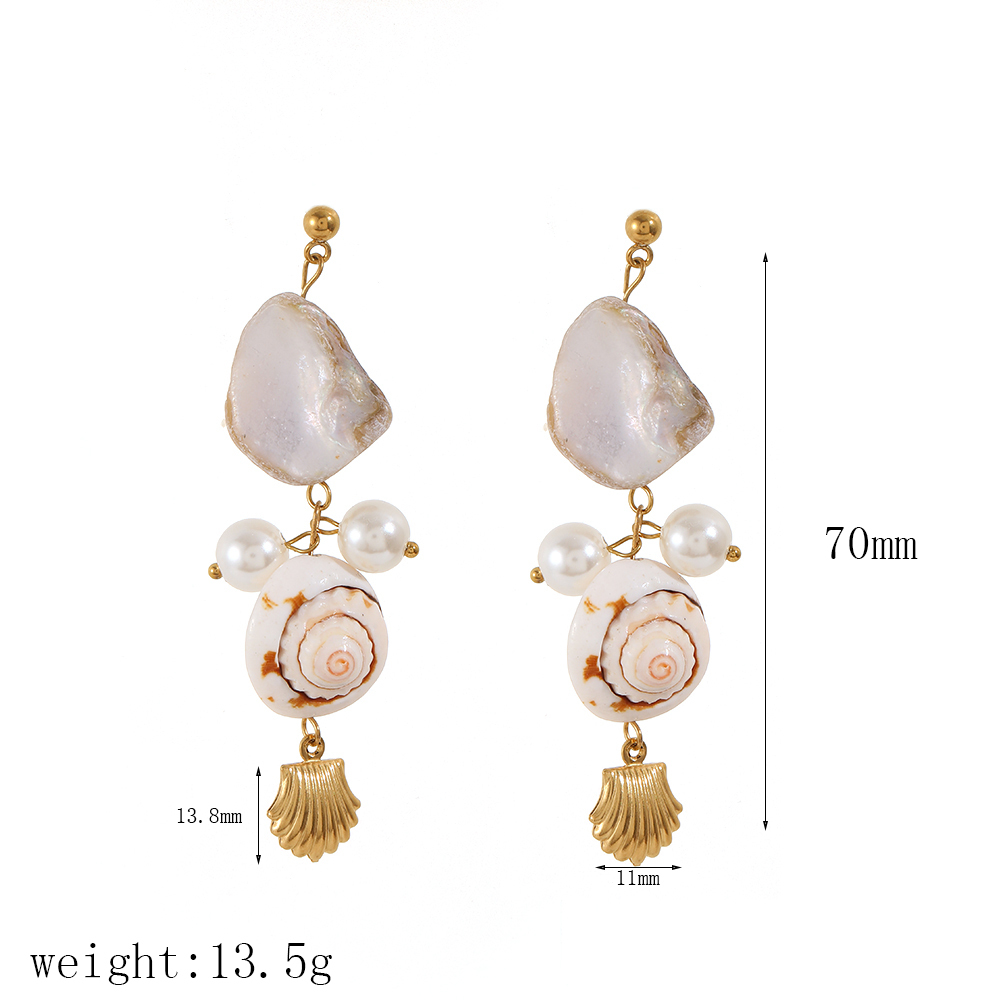 Ensemble De Boucles D'Oreilles Ins Style Oceanic En Acier Inoxydable Couleur Or 