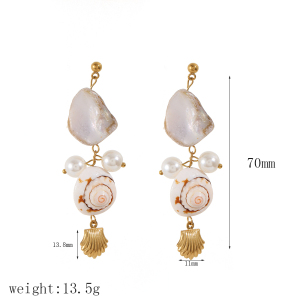 Ensemble De Boucles D'Oreilles Ins Style Oceanic En Acier Inoxydable Couleur Or h5 