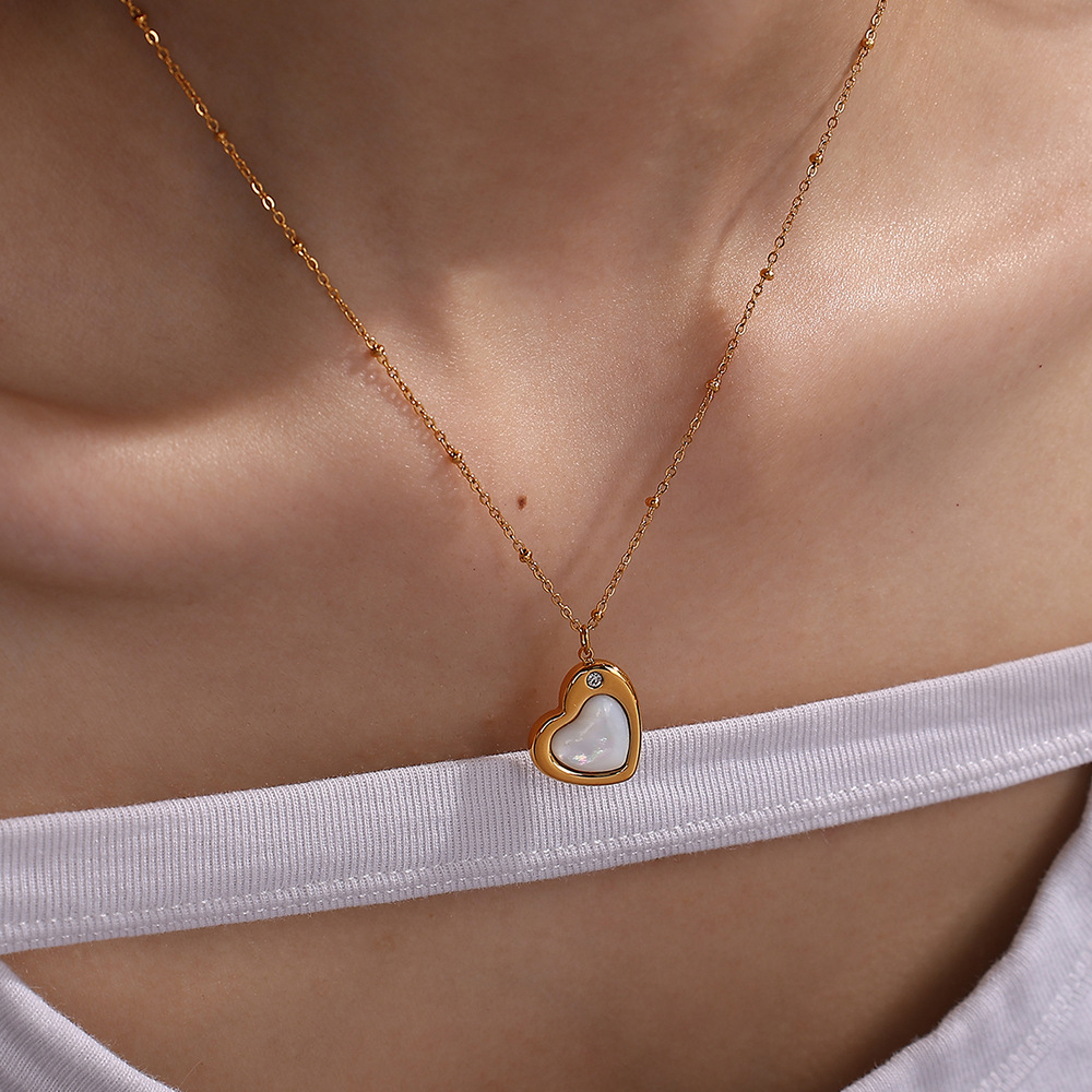 Colliers Pendentifs Daily Heart En Acier Inoxydable Étanche Couleur Or h5Image6
