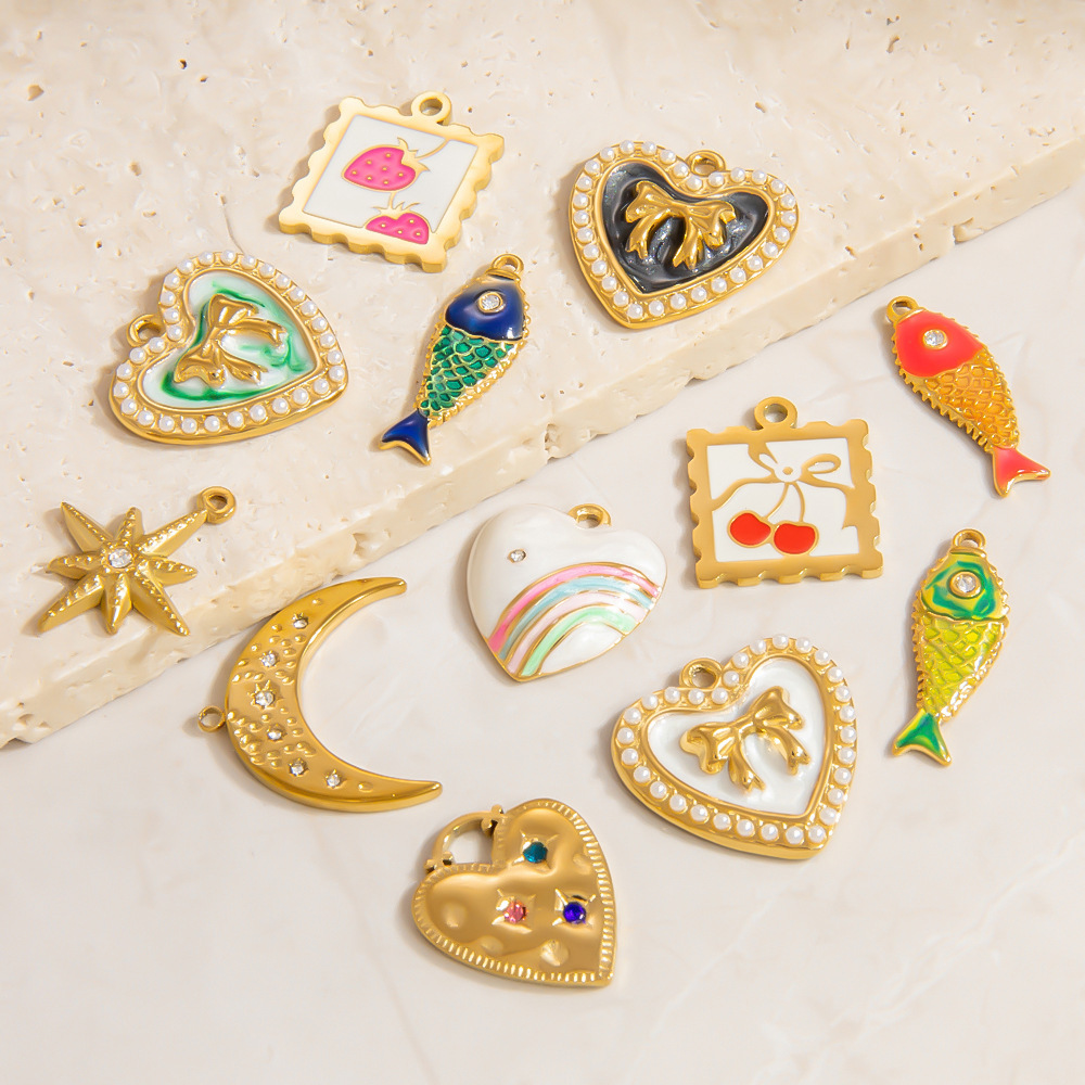 Pendentifs Diy Étanches En Acier Inoxydable Couleur Or, Style Vacances Image3