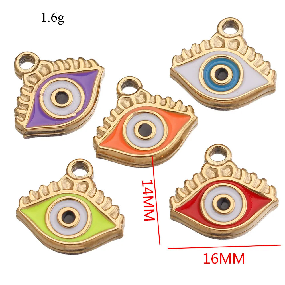 Pendentif Femme Étanche En Acier Inoxydable, Forme Œil Classique, Collection Colorée (1 Pièce) Image3
