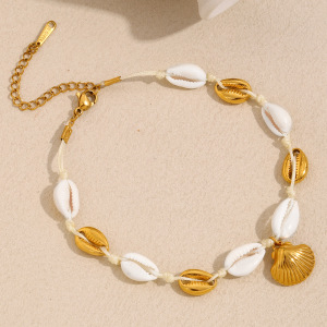 Bracelet De Cheville Pour Femme, Série Simple Vacation Turtle, En Acier Inoxydable, Couleur Or, Coquillage h5 Image6