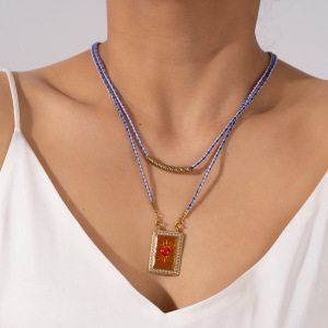 Colliers À Pendentif Rectangulaires Ornés De Taches D'Huile Pour Femmes h5 Image7