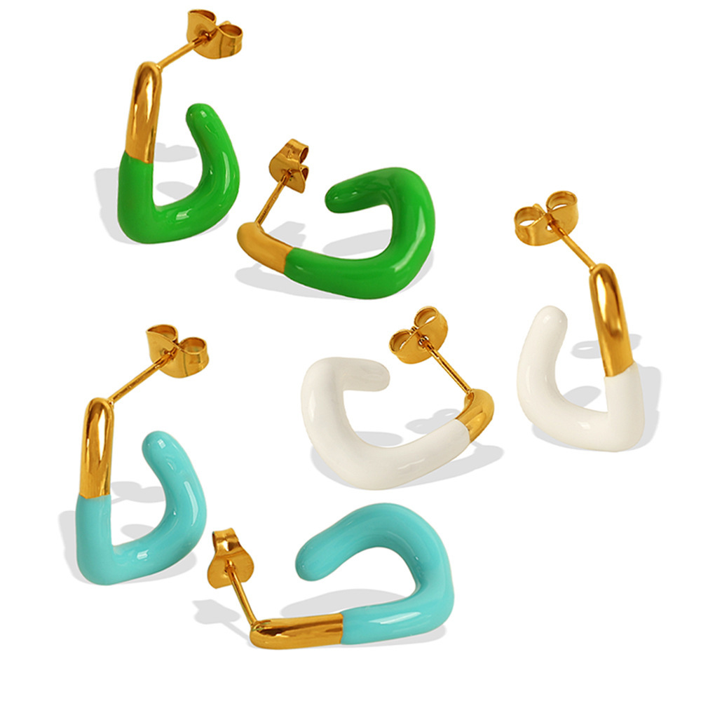 Boucles D'Oreilles Créoles Colorées En Acier Inoxydable Imperméable Image4