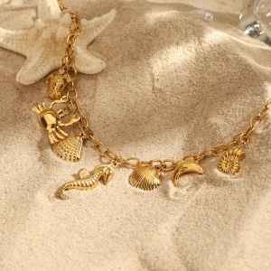 Collier Pendentif Oceanic En Acier Inoxydable Étanche Couleur Or h5 Image3