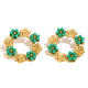 Boucles d'oreilles créoles à fleurs - Vert Image2