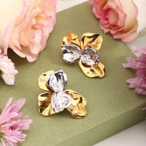 Boucles D'Oreilles Puces Rétro À Fleurs En Acier Inoxydable Imperméable, Couleurs Assorties h5 Image4