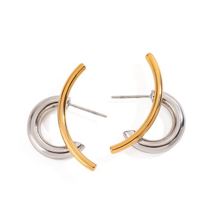Boucles d'oreilles clous géométriques simples en acier inoxydable imperméable de couleurs assorties