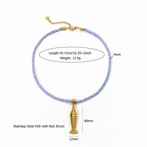 Collier Pendentif Femme En Acier Inoxydable Coloré Et Étanche (1 Pièce) h5 Image2