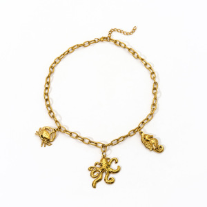 Colliers Pendentifs Pour Femmes, Série Organismes Marins, En Acier Inoxydable Étanche, Couleur Or h5 Image7