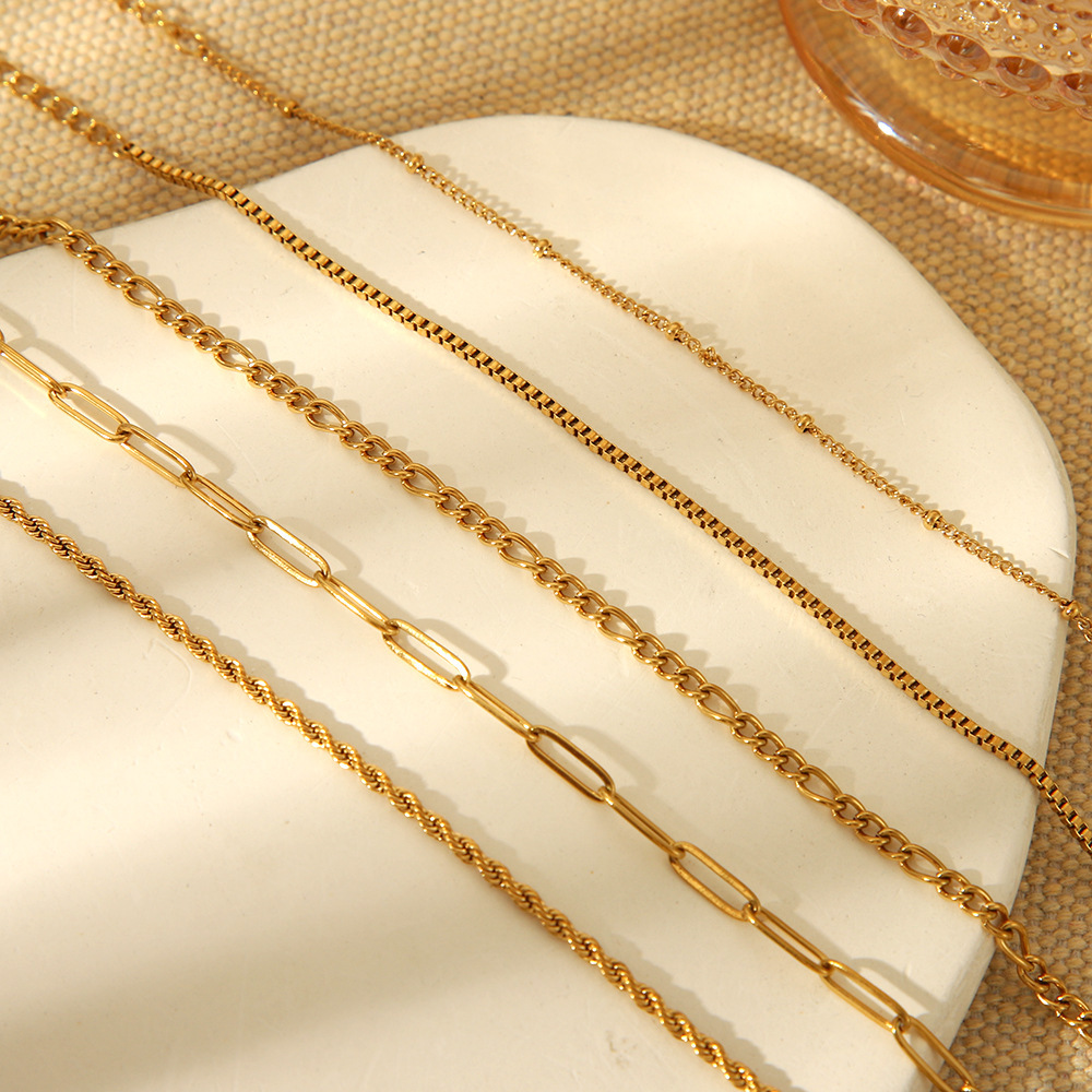 Bracelet Simple Et Étanche Pour Femme, En Acier Inoxydable Doré, Orné De 100 Pièces. Image3