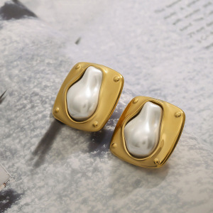 Boucles D'Oreilles Élégantes En Acier Inoxydable Étanche Couleur Or h5 Image4