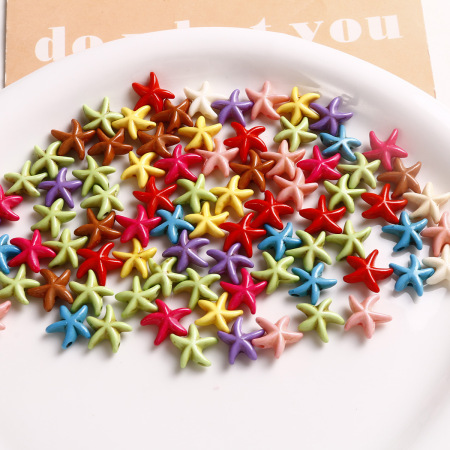 Perles de bijoux DIY en forme d'étoile de mer colorée, turquoise blanche