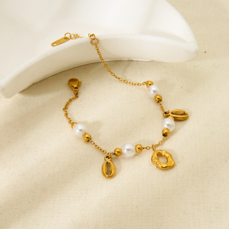 Bracelets pour femmes élégants et polyvalents de la série Ocean, en acier inoxydable doré et étanches. 2