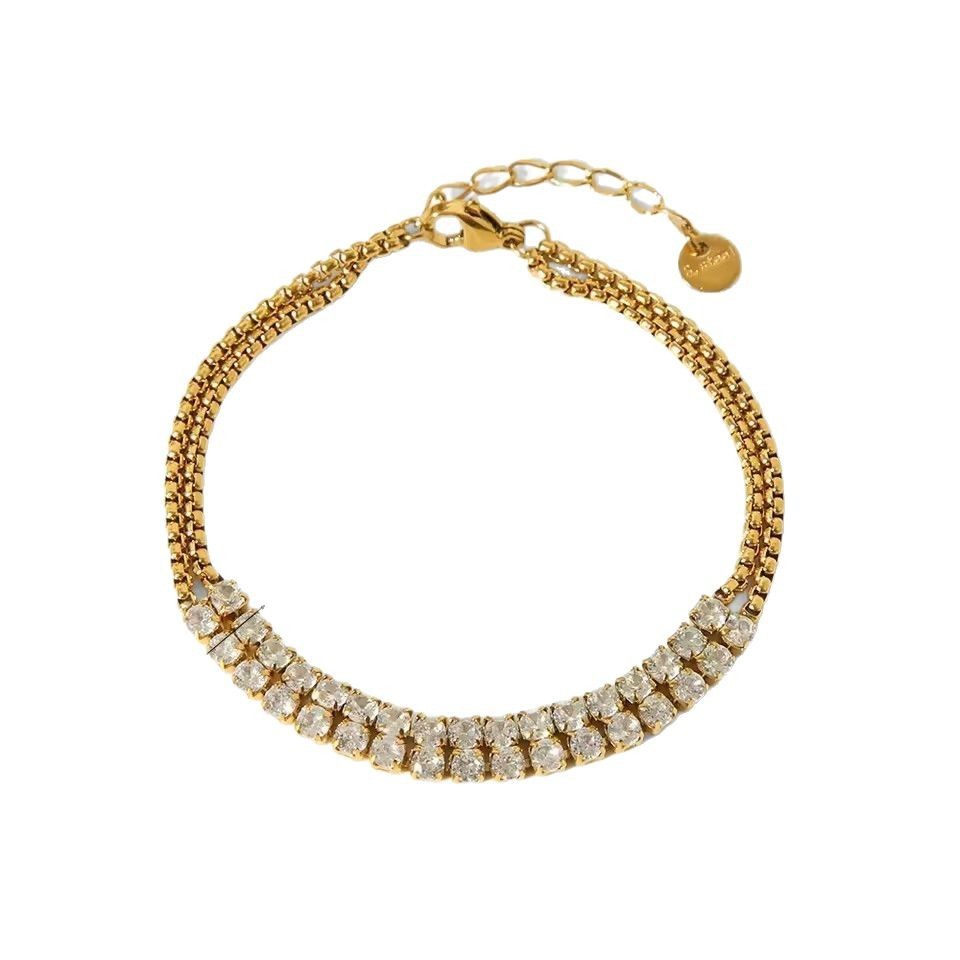 Bracelet Femme En Acier Inoxydable Étanche, Orné D'Une Pierre Précieuse Orientée Et D'Un Design Luxueux Et Léger. Image5