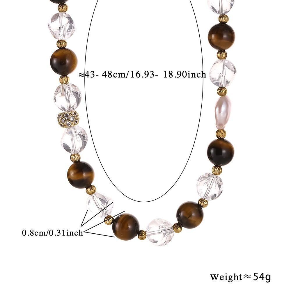 Colliers De Perles Rétro En Acier Inoxydable Et Pierre Naturelle, Couleur Or, Pour Femmes h5Image2