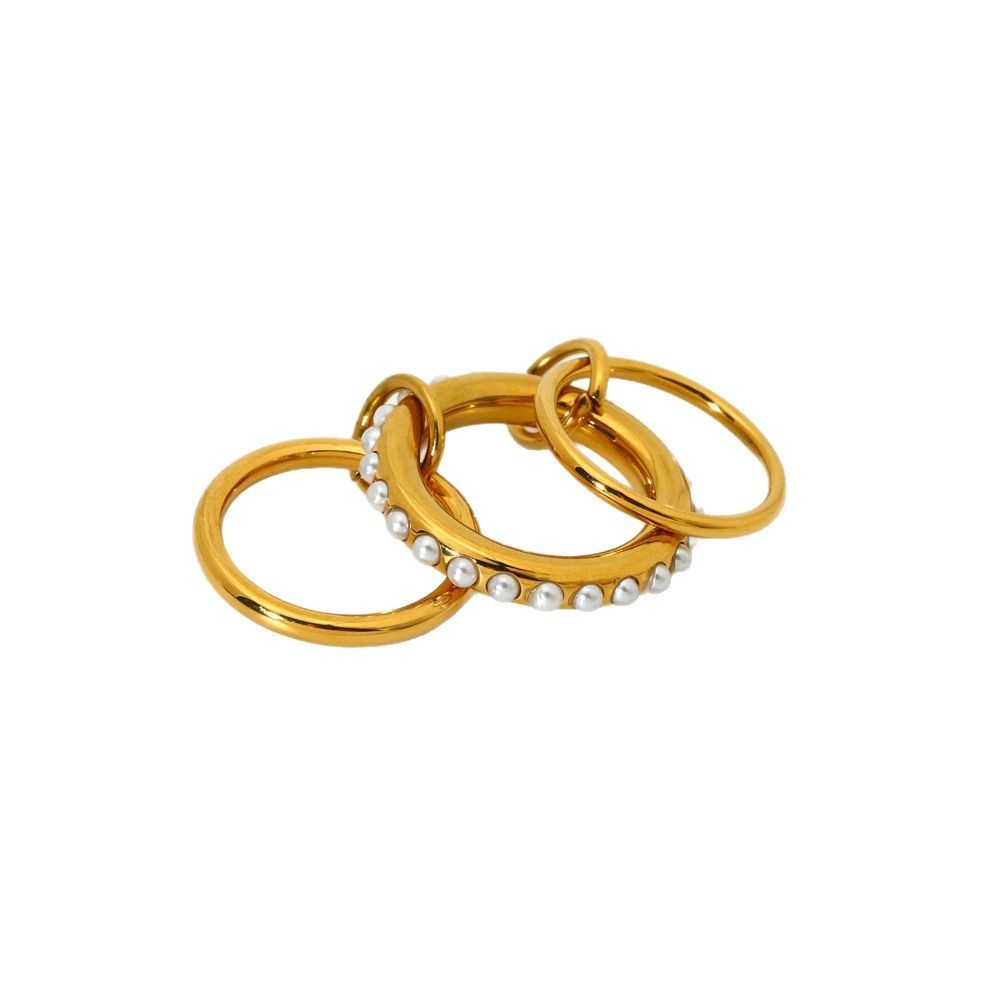 Bague Femme En Acier Inoxydable Doré, Imperméable, À Maillons Empilables Et À La Mode Image5