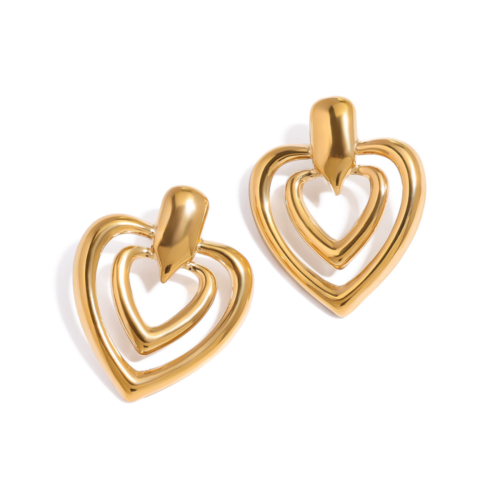 1 Paire De Boucles D'Oreilles À Tige En Acier Inoxydable Couleur Or Pour Femme, , Série Simple Image4
