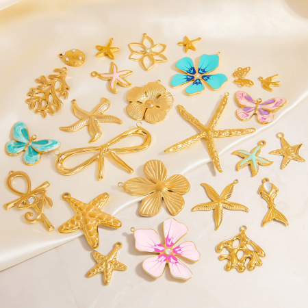 Pendentifs Ins Style Oceanic en acier inoxydable couleur or 2