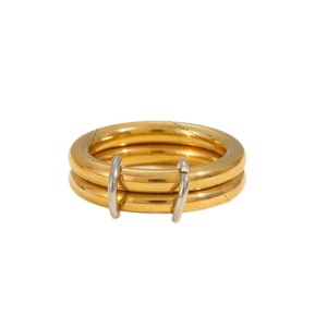 Bague Minimaliste Moderne Multicouche En Acier Inoxydable Étanche Couleur Or Pour Femme (1 Pièce) h5 Image4