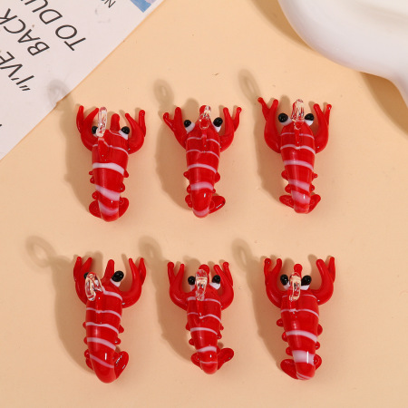 1 pendentif en verre de homard vif pour bijoux à faire soi-même