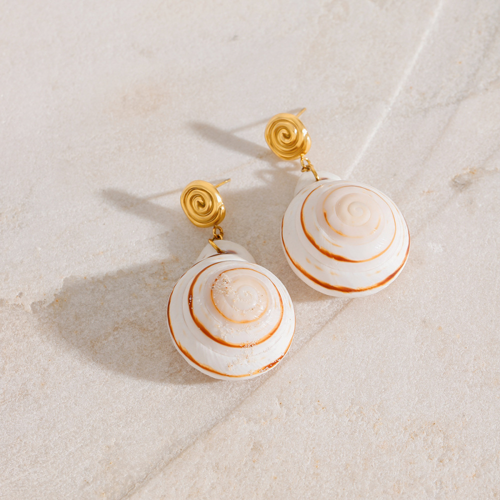 Boucles D'Oreilles Pendantes En Forme De Coquillage Image3