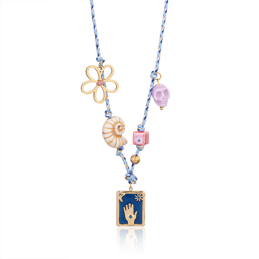 Collier Pendentif Femme En Acier Inoxydable Doré, Style Tarot Classique, Collection Luxe (1 Pièce) Image7