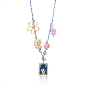 Collier Pendentif Femme En Acier Inoxydable Doré, Style Tarot Classique, Collection Luxe (1 Pièce) h5 Image7