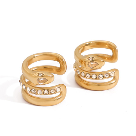 Boucles D'Oreilles Serpent En Acier Inoxydable Étanche Couleur Or