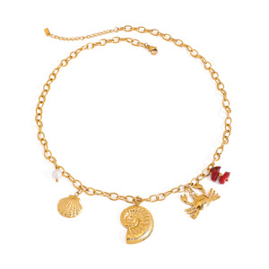 Collier Pendentif En Acier Inoxydable Étanche Couleur Or h5