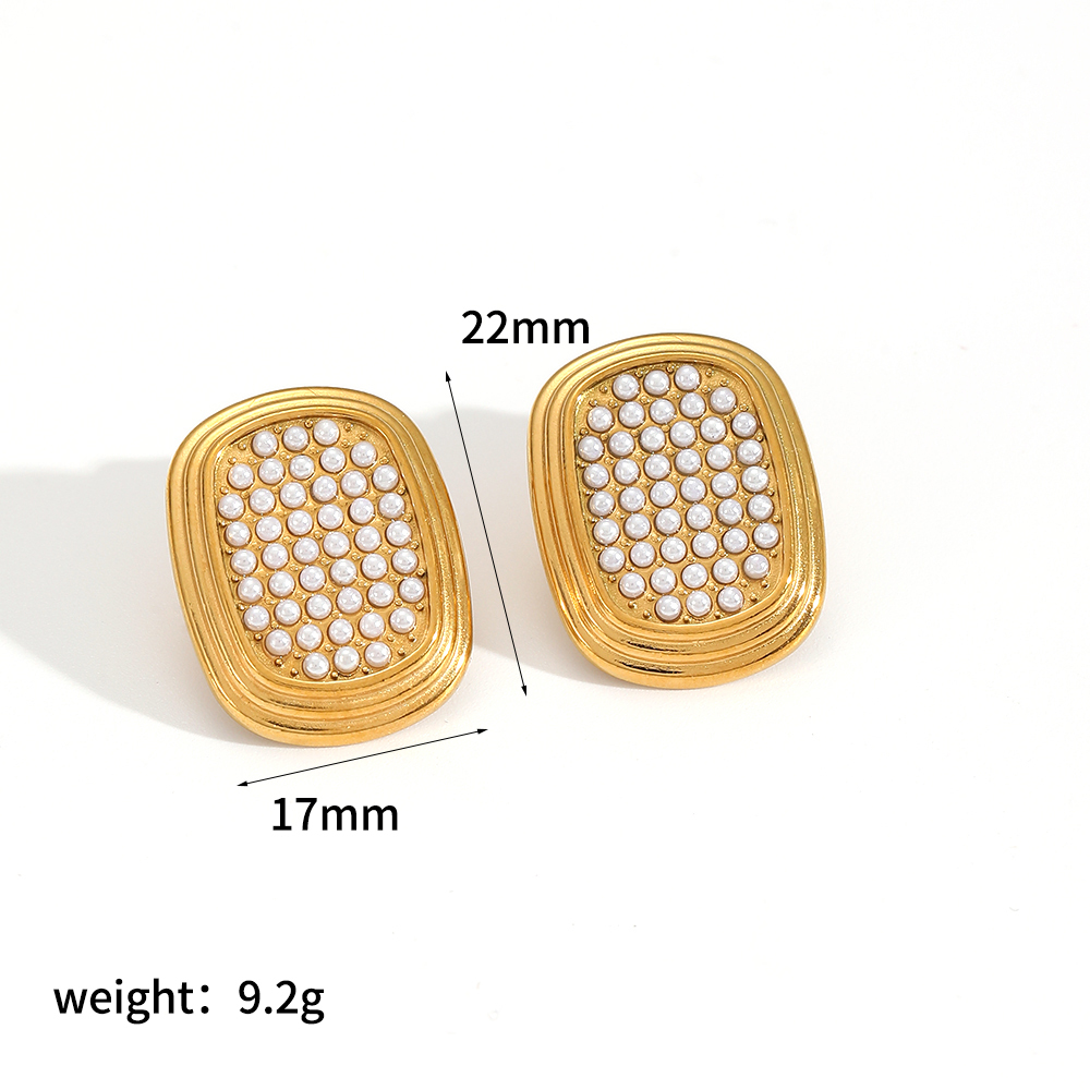 Boucles D'Oreilles Puces Luxueuses En Acier Inoxydable Étanche Couleur Or 